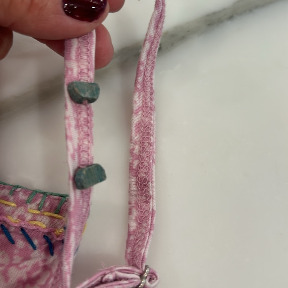 Hand Embroidered Pink Tank Top-M - Picture 8 of 16